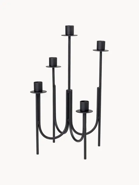 Candelabro Farri, Hierro con pintura en polvo, Negro, Ø 13 x Al 36 cm