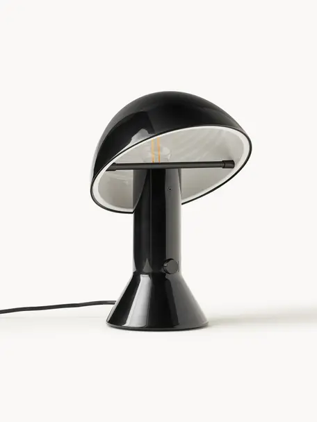Malá stolní lampa s nastavitelným stínidlem Elmetto, Lakovaná umělá hmota, Černá, Ø 22 cm, V 28 cm