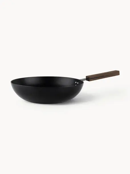 Wok panvica s nepriľnavým povrchom Black, Čierna, tmavé drevo, Ø 32 x V 9 cm