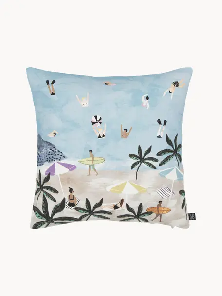 Katoenen kussenhoes Copacabana met strandmotief, 100% katoen, Multicolour, B 50 x L 50 cm