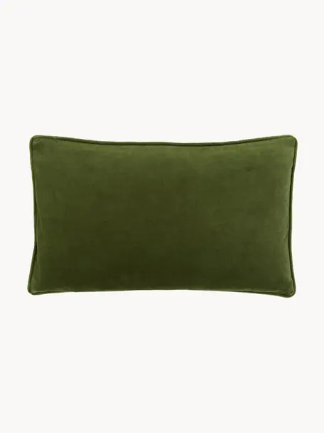 Funda de cojín de terciopelo Dana, 100% terciopelo de algodón, Verde oliva, An 30 x L 50 cm