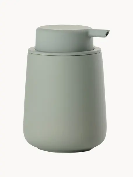 Distributeur de savon en porcelaine Push, Vert sauge, Ø 8 x haut. 12 cm
