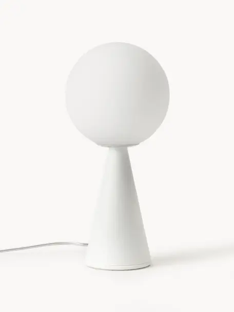 Petite lampe à poser artisanale Bilia, Blanc, Ø 12 x haut. 26 cm