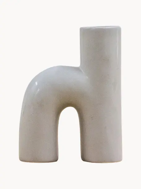 Design-Vase Ovie in organischer Form, H 20 cm, Dolomitstein, Hellgrau, B 15 x H 20 cm