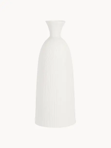 Keramik Design-Vase Striped, H 57 cm, Keramik, Weiss, Ø 23 x H 57 cm
