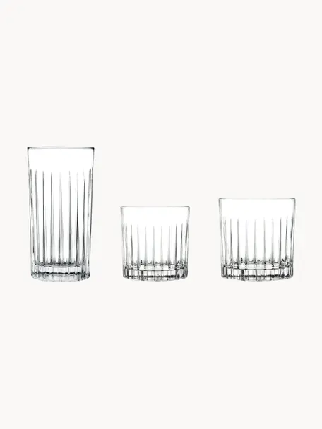 Kristall-Gläser Timeless mit Rillenrelief, 18er-Set, Luxion-Kristallglas, Transparent, Set in verschiedenen Größen