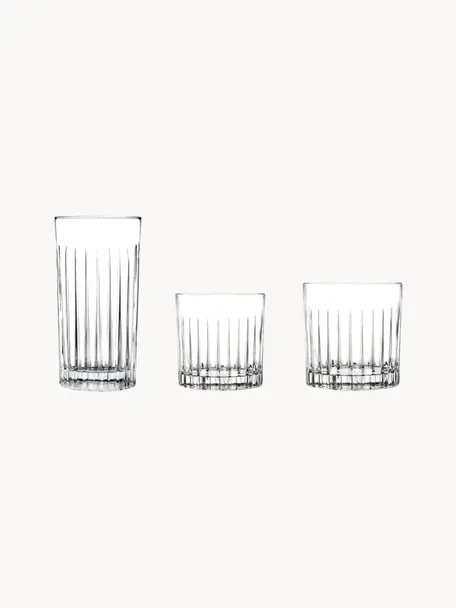 Set 18 bicchieri in cristallo con rilievo scanalato Timeless, 6 persone, Cristallo Luxion, Trasparente, Set in varie misure
