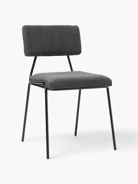 Menčestrové čalúnené stoličky Mats, 2 ks, Menčestrová antracitová, Š 50 x V 80 cm