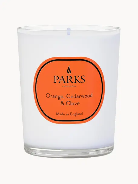 Świeca zapachowa Aromatherapy (pomarańcza, drewno sandałowe & goździk), Transparentny, biały, pomarańczowy, Ø 8 x W 9 cm