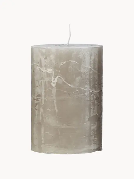 Ručně vyrobená sloupová svíčka Rustic, Parafín, Greige, Ø 7 cm, V 15 cm