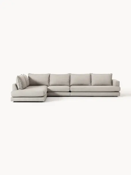 XL-Ecksofa Tribeca, Bezug: 100 % Polyester Der hochw, Gestell: Massives Kiefernholz, Webstoff Hellgrau, B 405 x T 228 cm, Eckteil links