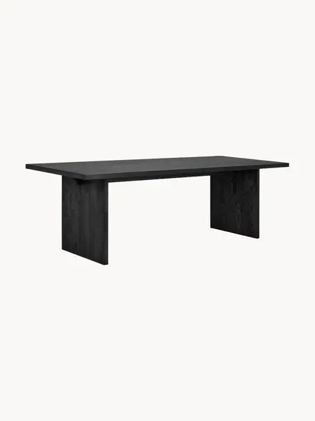 Table en bois de frêne Emmett, 240 x 95 cm, Bois de frêne massif, laqué, certifié FSC, Bois de chêne, noir laqué, larg. 240 x prof. 95 cm