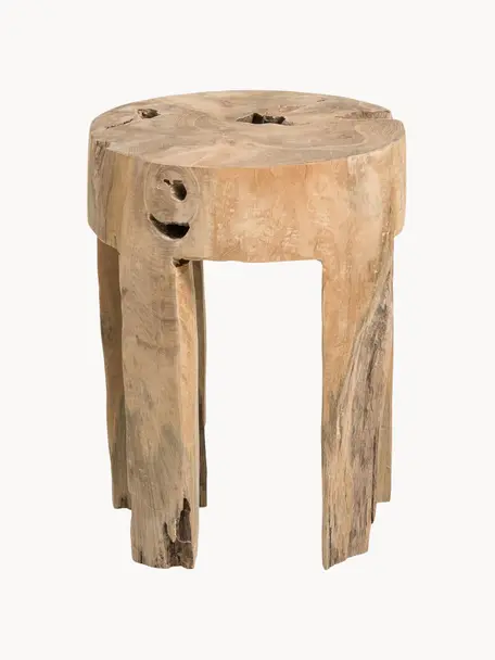 Taburetka z tíkového dreva Java, Masívne tíkové drevo, Tíkové drevo, Ø 30 x V 40 cm