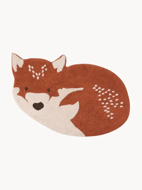 Alfombra infantil Little Fox, Algodón, Turrón, beige claro, An 110 x L 70 cm