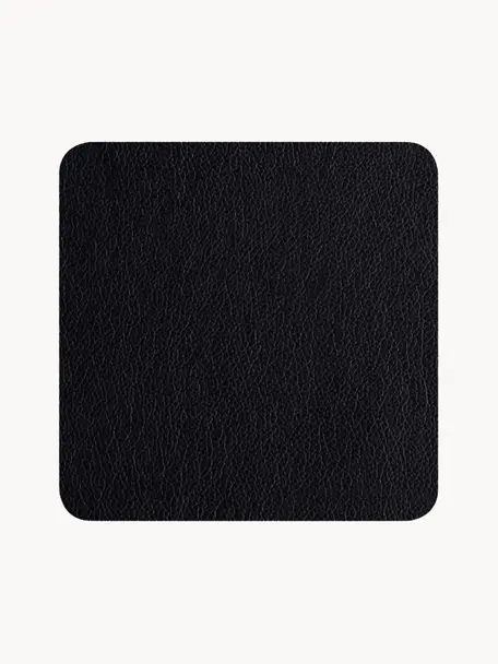 Nápojový tácek z imitace kůže Pik, 4 ks, Imitace kůže (PVC), Černá, Š 10 cm, D 10 cm