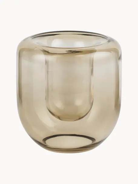 Ručně foukaná skleněná váza Opal, V 16 cm, Foukané sklo, Béžová, transparentní, Ø 14 cm, V 16 cm