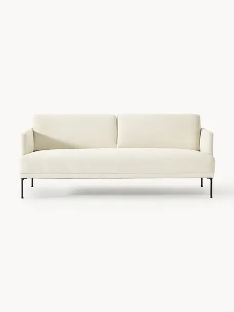 Sofa Fluente (3-Sitzer), Bezug: 100 % Polyester Der strap, Gestell: Massives Kiefernholz, Bir, Füße: Metall, pulverbeschichtet, Webstoff Off White, B 196 x T 85 cm