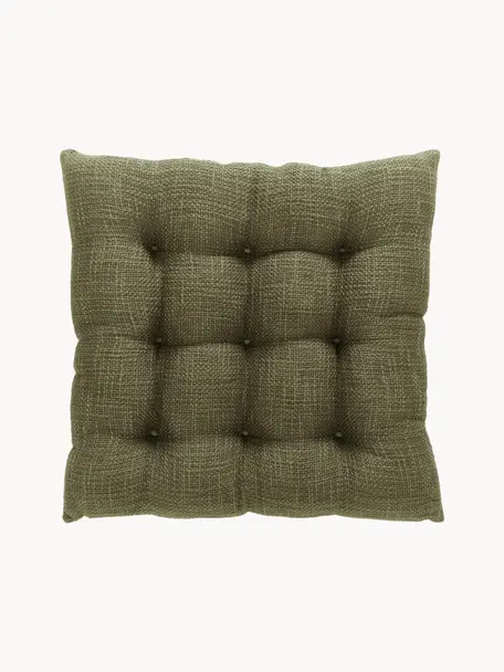 Cojín de asiento de algodón Sasha, Tapizado: 100% algodón, Verde oliva, An 40 x L 40 cm
