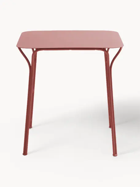Tavolino da giardino Hiray, 70 x 70 cm, Acciaio zincato, laccato, Rosso ruggine, Larg. 70 x Prof. 70 cm