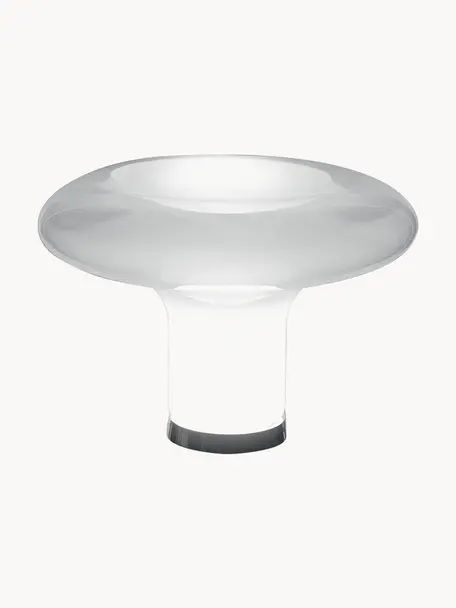 Lampe à poser soufflée bouche Lesbo, Verre, soufflé bouche, Blanc, argenté, Ø 52 x haut. 37 cm