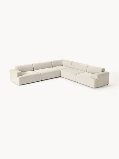 XL-Ecksofa Melva, Bezug: 100 % Polyester Der strap, Gestell: Massives Kiefern- und Fic, Füße: Kunststoff Dieses Produkt, Webstoff Hellbeige, B 339 x T 339 cm