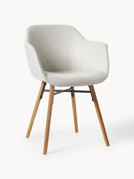 Chaise rembourrée avec assise étroite Fiji, Tissu blanc cassé, larg. 59 x prof. 55 cm