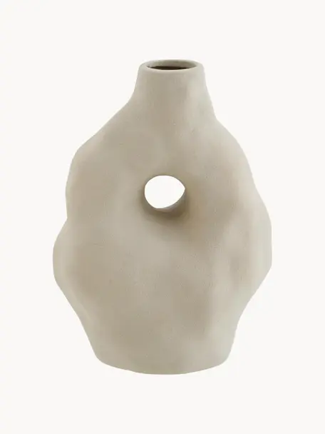 Váza s nepravidelným povrchem Organic, V 22 cm, Kamenina, Světle béžová, Š 17 cm, V 22 cm