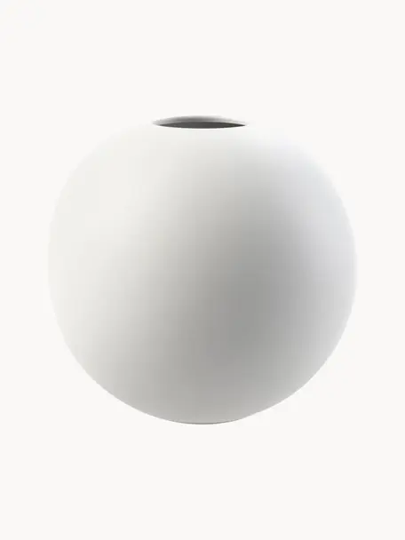 Handgemaakte bolvormige vaas Ball, Ø 20 cm, Keramiek, Gebroken wit, Ø 20 x H 20 cm