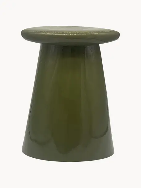 Ručne vyrobený odkladací stolík z keramiky Button, Keramika, Zelená, Ø 35 x V 45 cm