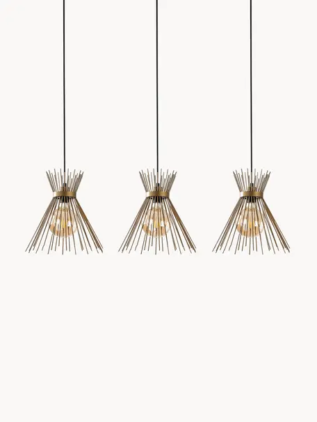 Grote design hanglamp Kirpi, Lampenkap: glas, Decoratie: metaal, beschichte, Messingkleurig, B 104 x H 63 cm