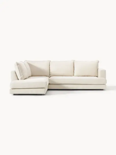 Canapé d'angle Tribeca, Tissu blanc crème, larg. 315 x prof. 228 cm, méridienne à droite