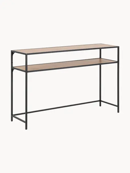 Consola Seaford, Estantes: tablero de fibras de dens, Estructura: metal con pintura en polv, Beige en aspecto madera, negro, An 120 x Al 79 cm