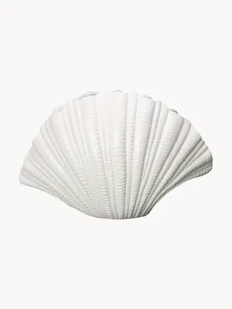 Grote design vaas Shell in schelp vorm, H 21 cm, Kunststof, Wit, B 31 x H 21 cm