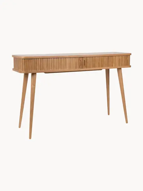 Console en bois cannelé avec rangement Barbier, Frêne, larg. 120 x prof. 35 cm