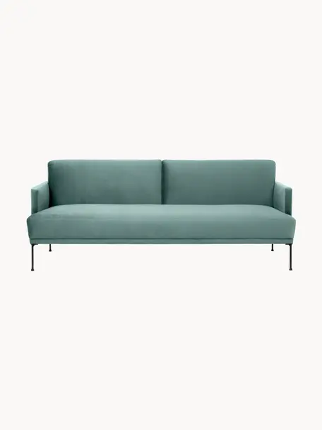 Samt-Schlafsofa Fluente (3-Sitzer), Bezug: Samt (Hochwertiger Polyes, Gestell: Massives Kiefernholz, FSC, Samt Petrol, B 220 x T 88 cm