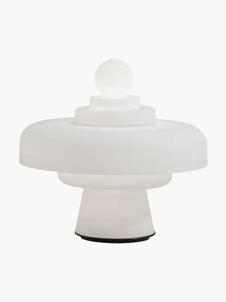 Lámpara de mesa artesanal LED Regina, Pantalla: vidrio, Estructura: vidrio, metal recubierto, Cable: plástico, Blanco, Ø 49 x Al 45 cm