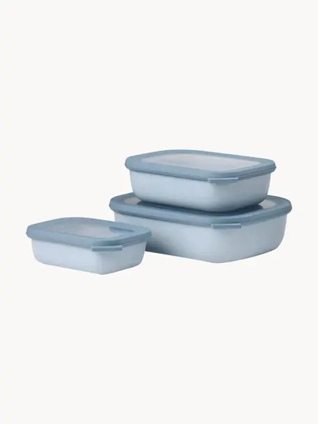 Set de recipientes con tapadera Cirqula, 3 uds., Polipropileno (PP), Elastómeros Termoplásticos (TPE), sin BPA, Azul claro, 500 ml / 1 L / 2 L