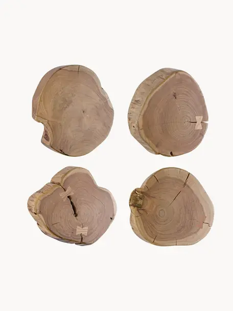 Decoraciones de pared de madera de acacia Eneas, 4 uds., Madera de acacia, Madera de acacia, Ø 35 x Al 5 cm