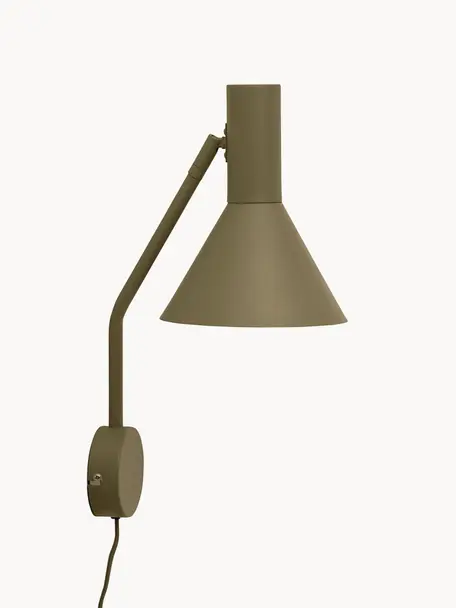 Verstellbare Design Wandleuchte Lyss, Khaki, T 18 x H 42 cm