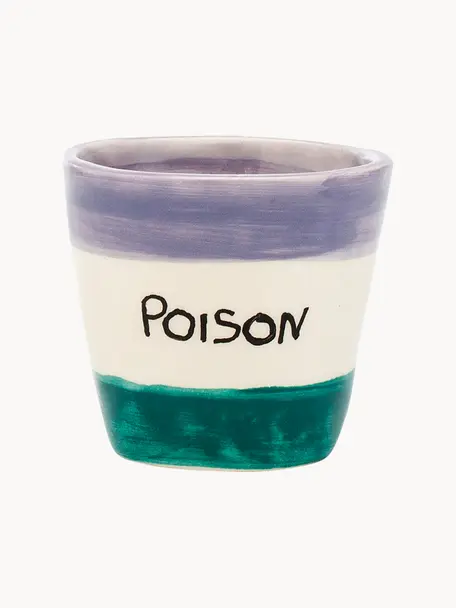 Tasses à expresso peintes à la main Poison, 6 pièces, Céramique, Lavande, blanc cassé, noir, bleu pétrole, Ø 7 x haut. 6 cm, 80 ml