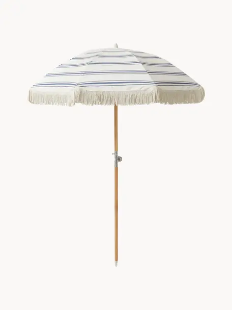 Sonnenschirm The Resort, Ø 155 cm, Stange: Holz, Off White, Dunkelblau, Ø 155 x H 215 cm