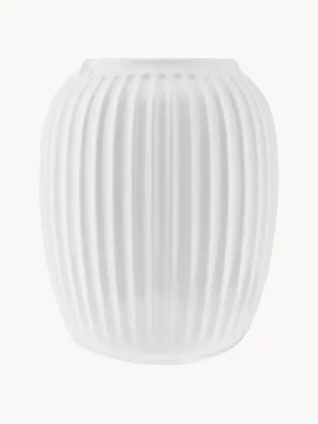 Jarrón artesanal de porcelana Hammershøi, Al 20 cm, Porcelana, Blanco, Ø 17 x Al 20 cm