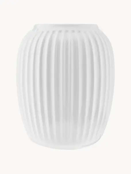 Handgefertigte Porzellan-Vase Hammershoi, H 20 cm, Porzellan, Weiss, Ø 17 x H 20 cm