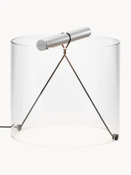 Kleine Dimmbare LED-Tischlampe To-Tie, Lampenschirm: Glas, Silberfarben, Transparent, Ø 21 x H 19 cm