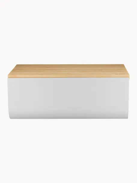 Boîte à pain avec couvercle en bambou Mattina, Gris clair, bambou, larg. 34 x haut. 14 cm