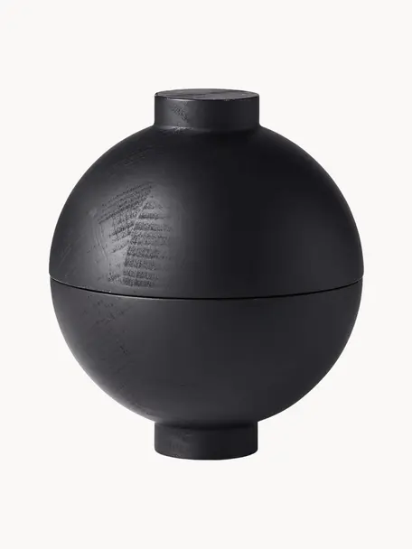 Úložná dóza Sphere, Drevo, potiahnuté, Čierna, Ø 12 x V 15 cm