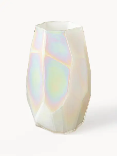 Design Vase Luster, irisirend, H 41 cm, Glas, irisiert, Off White, Ø 26 x H 41 cm