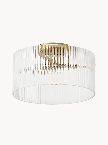 Stropná lampa zo skla Emmi, Odtiene zlatej, priehľadná, Ø 35 x V 22 cm