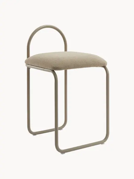 Krzesło z metalu Angul, Tapicerka: 100% poliester, Stelaż: stal powlekana, Beżowa tkanina, S 37 x G 39 cm