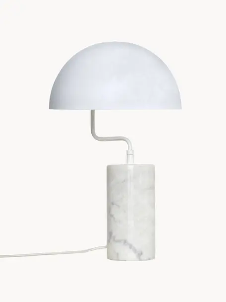 Lámpara de mesa de mármol Poise, Cable: cubierto en tela, Mármol blanco, Ø 30 x Al 48 cm